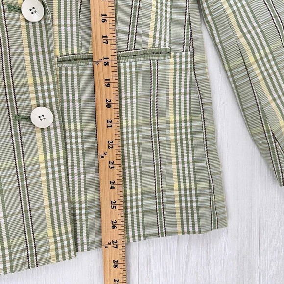 Urban Outfitters Womens Oversized Double Breasted Blazer Size Medium Plaid Green - Picture 12 of 14